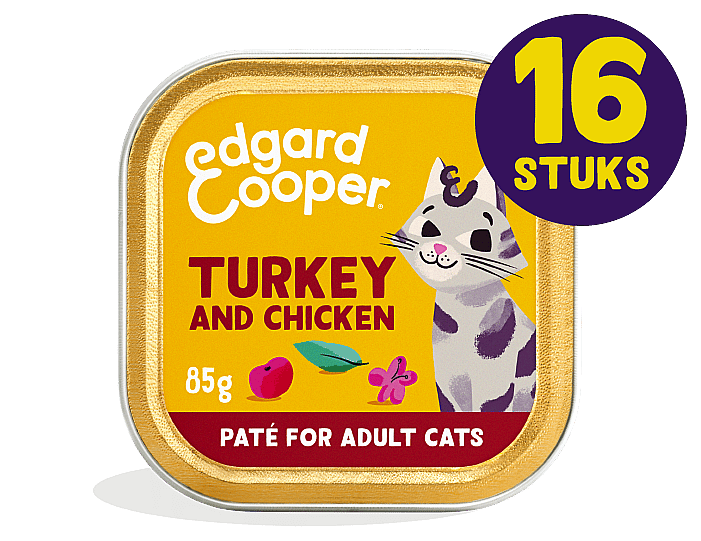 Edgard & Cooper Kuipjes Kalkoen en Kip Pate Adult Kat 16 x 85 gram
