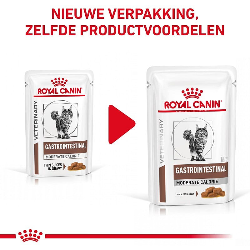 Royal Canin Gastrointestinal Moderate Calorie Kat 12 x 85 gram maaltijdzakjes