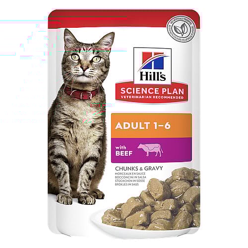 Hill's Science Plan Adult Kattenvoer Maaltijdzakjes 12 x 85 gram Rund