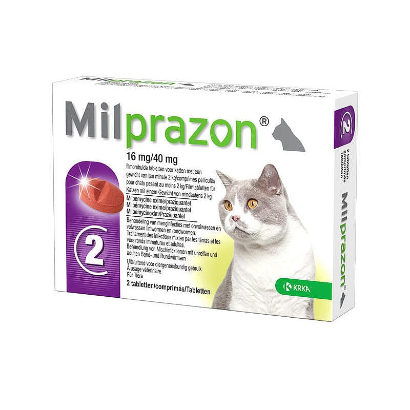 Milprazon Ontwormingstablet Grote Kat 2 tabletten - 16 mg