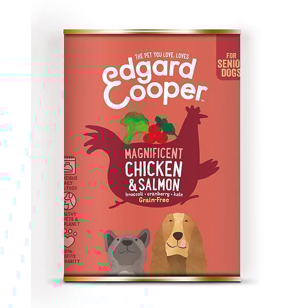 Edgard & Cooper Senior Hondenvoer Blikjes Kip en Zalm 6 x 400 gram