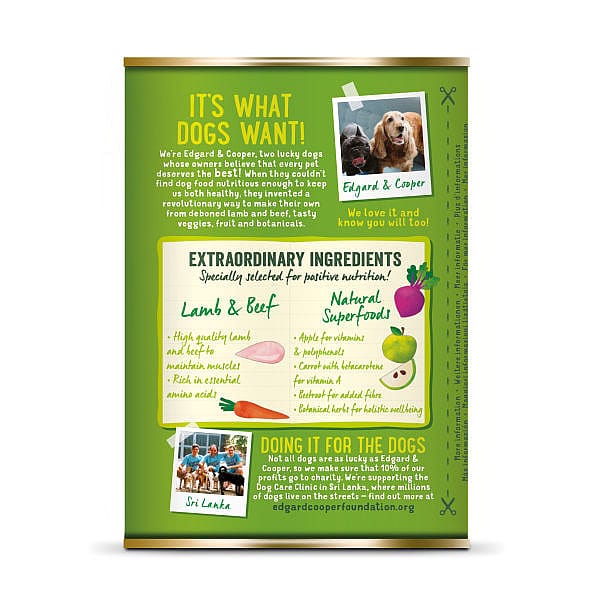 Edgard & Cooper Adult Hondenvoer Blikjes Lam & Rund 6 x 400 gram