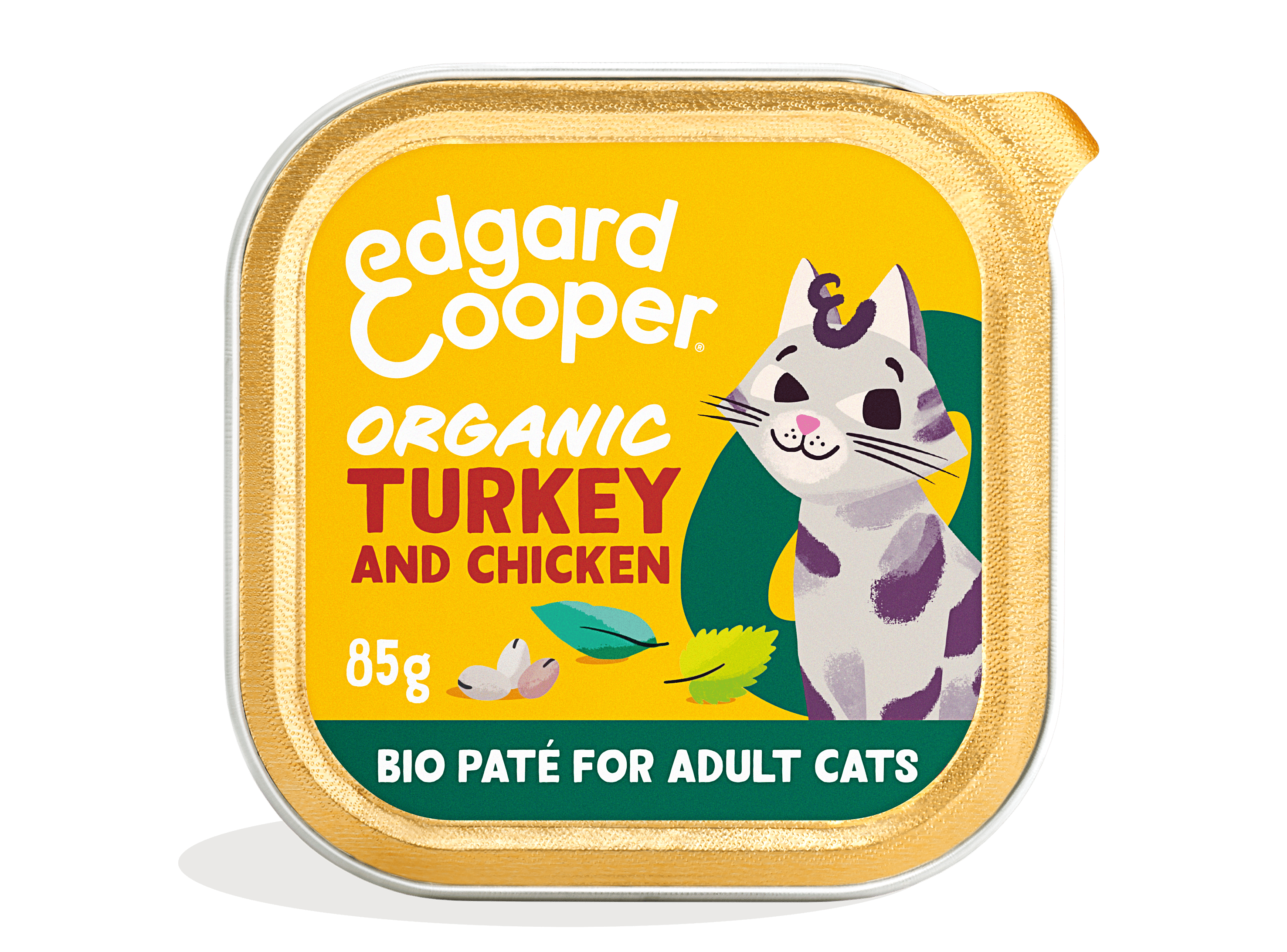 Edgard & Cooper Kuipjes Bio Kalkoen en Kip Pate Adult Kat 16 x 85 gram