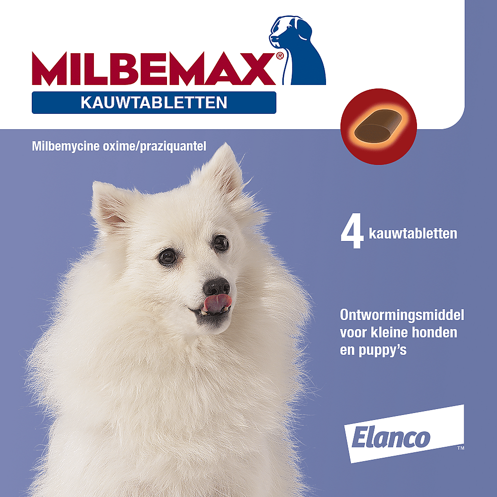 Milbemax Smakelijke Kauwtablet Kleine Hond Pup Ontwormen 4 tabletten