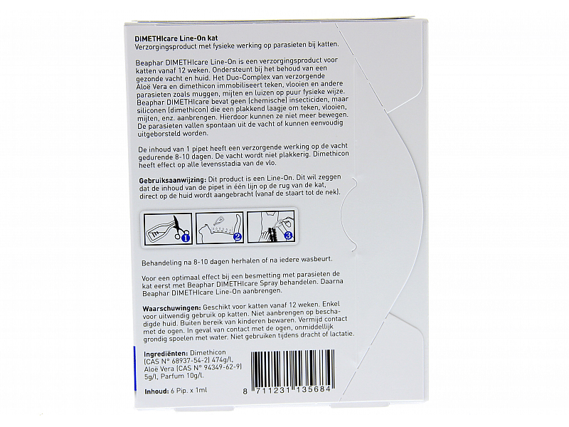 Beaphar Dimethicare Line-On Vlo Teek Kat 6 x 1 ml