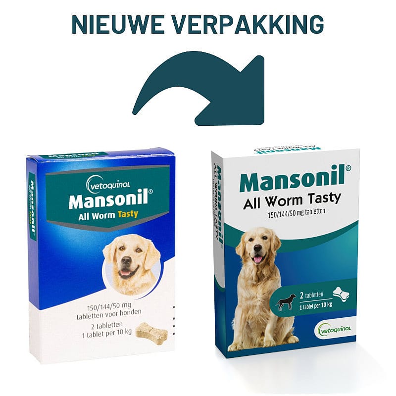 Mansonil All Worm Dog Tasty Bone Ontwormingstabletten Hond 2 tabletten