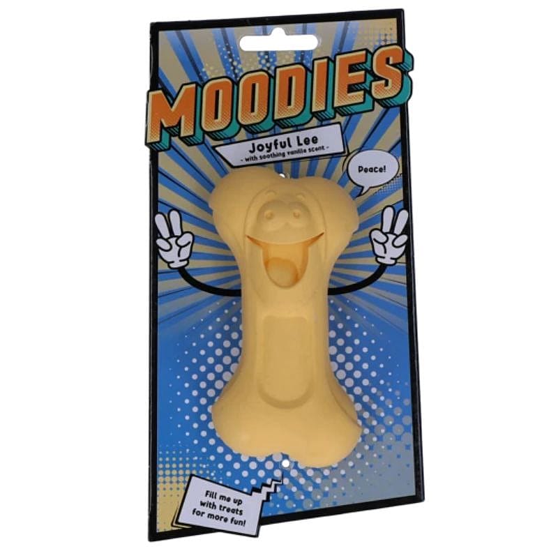 Moodies, natuurlijke rubberen kauwbotten met geurtjes Hond Geel