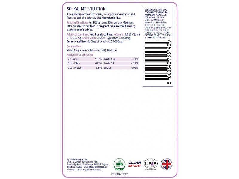 Equine America So Kalm Solution Paard 1 liter