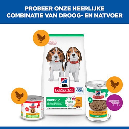 dog food, voer voor puppy, droogvoer, conserven natvoeding, Hill's Science Plan
