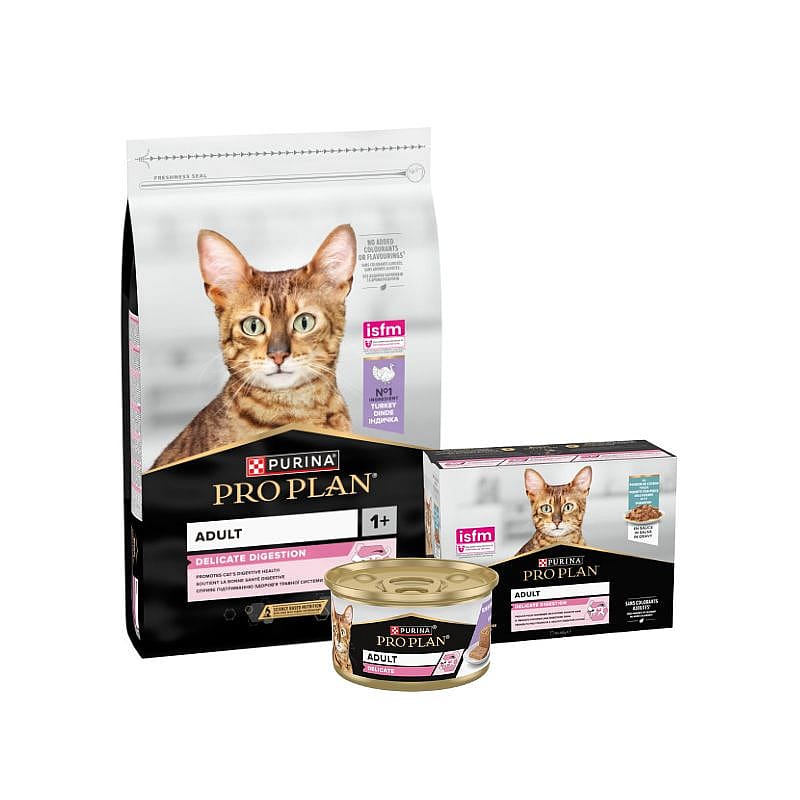 Purina Pro Plan Delicate Digestion Adult Kat 10 x 85 gram maaltijdzakjes vis