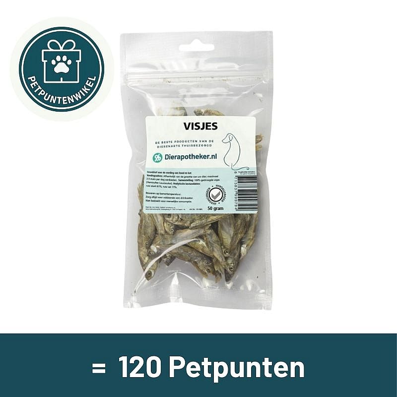 visjes, gedroogde vis, dierensnack, pets, 50 gram