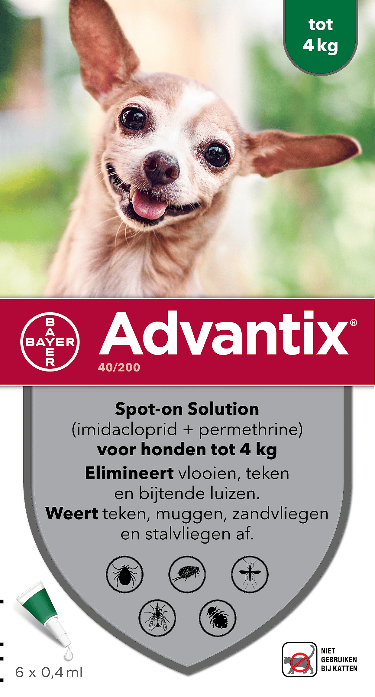 Advantix Spot-on Hond 6 pipetten - < 4 kg - 40/200