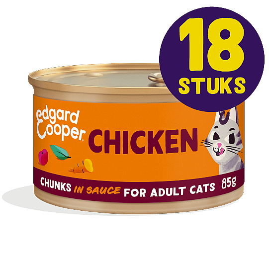 Edgard & Cooper Blikjes Kip Chunks Adult Kat 18 x 85 gram