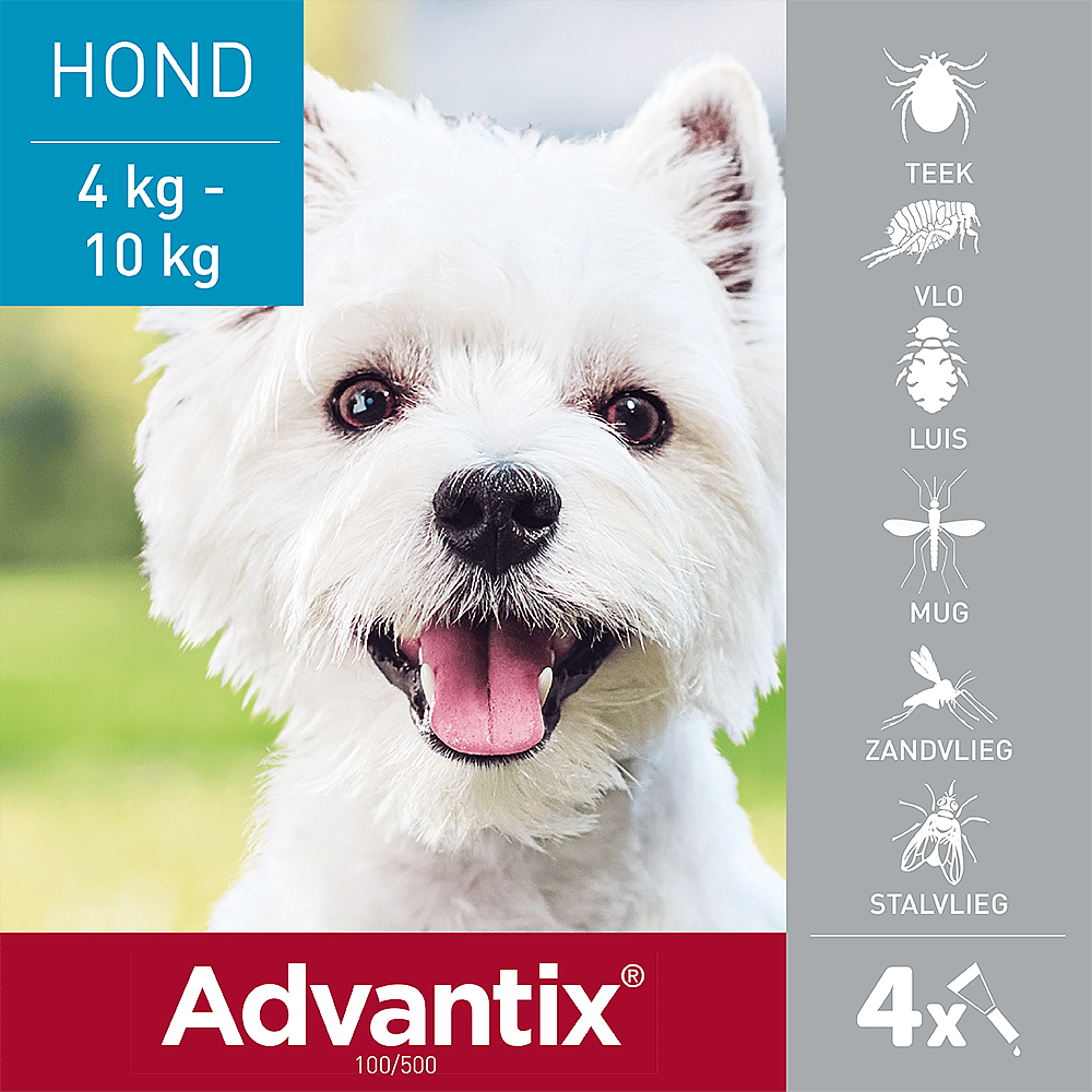 Advantix Spot-on Hond 4 pipetten - 4 - 10 kg - 100/500