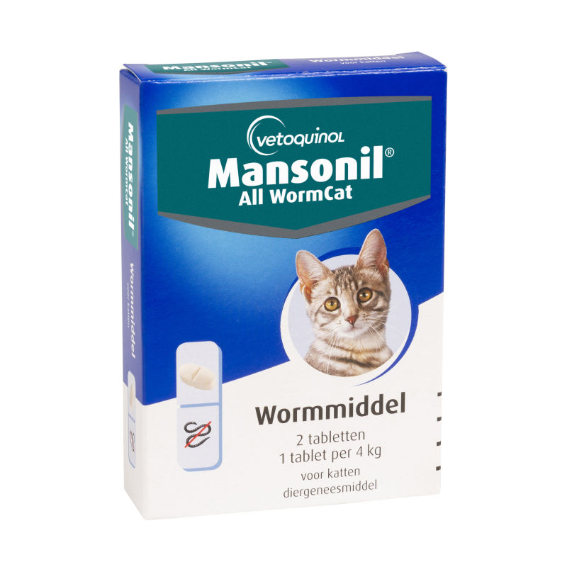 Mansonil All Worm Ontwormingstabletten Kat 2 tabletten - Kat