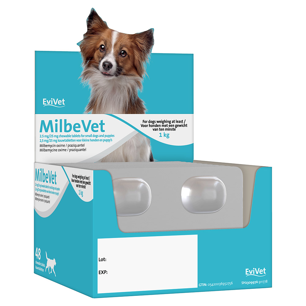 Milbevet Chewy Ontwormtablet Hond Puppy/Kleine Hond 48 tabletten, Advertentie, Hondje, Hond, Zoogdier, Huisdier