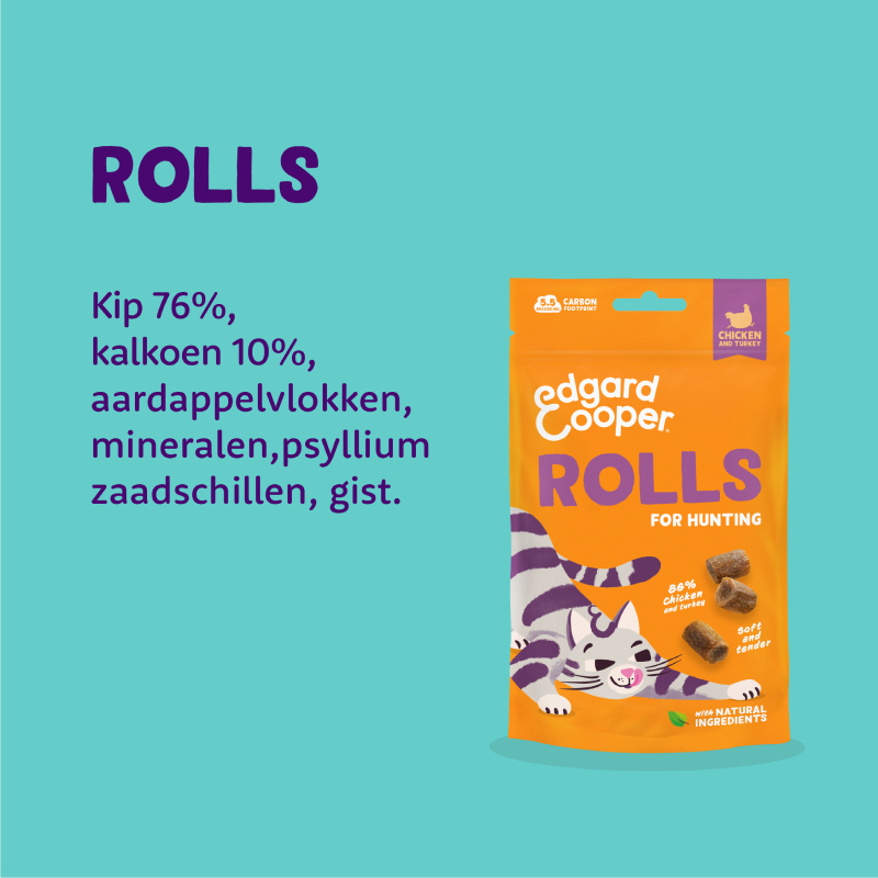 Edgard & Cooper Rolls Kattensnacks 45 gram Kip en Kalkoen