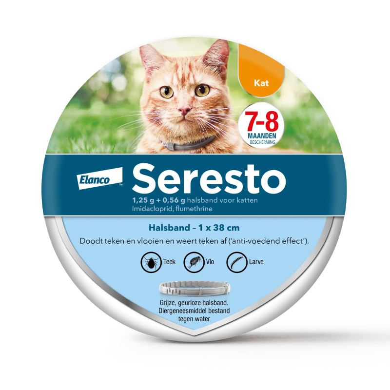 Seresto Halsband Kat: Vlooien en Teken Bescherming - 7 tot 8 maanden - Geurloos & Waterbestendig 1-pack (1 halsband)