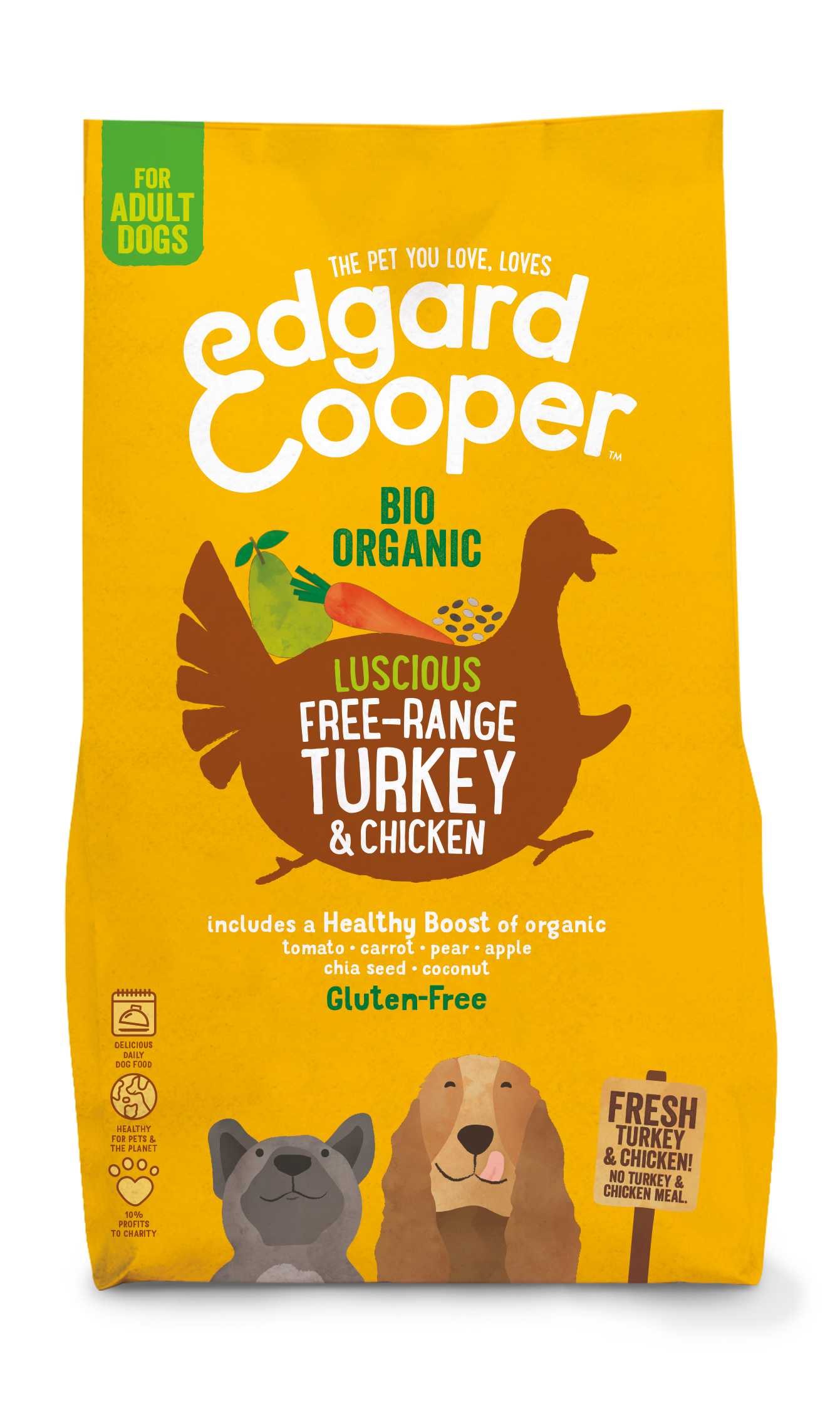 Edgard & Cooper Adult Hondenvoer Biologisch Verse Kalkoen en Kip