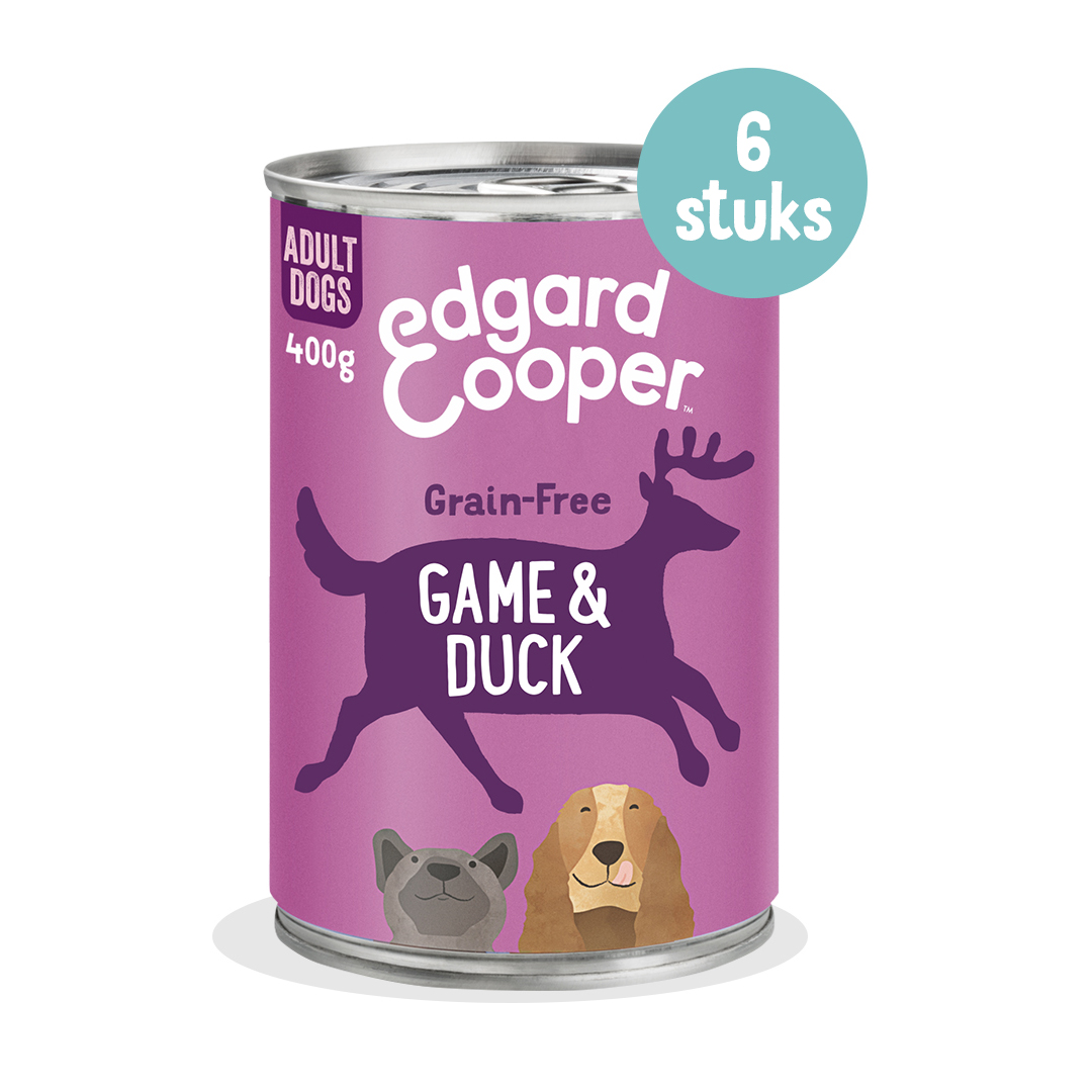 Edgard & Cooper Adult Hondenvoer Blikjes Wild en Eend 6 x 400 gram