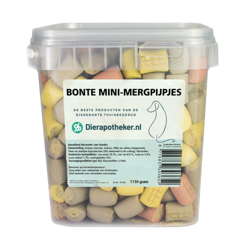 Dierapotheker Bonte Mini Mergpijpjes Hond 1130 gram, Brood, Voedsel