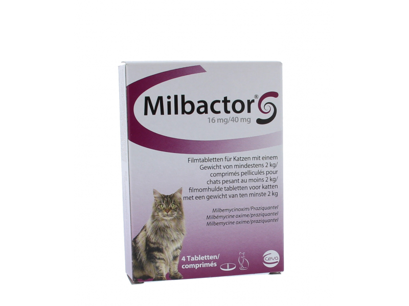 Milbactor Ontwormingstablet Kat 4 tabletten - Middelgrote en grote kat