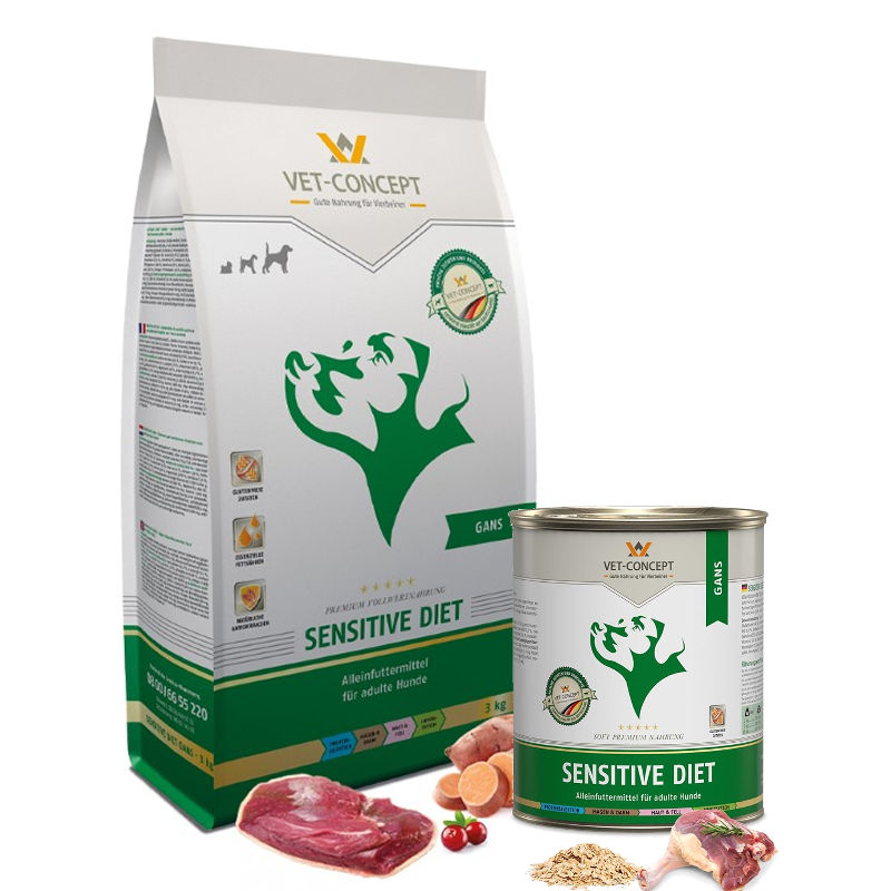 Vet-Concept Sensitive Diet Gans Hondenvoer, Kruiden, Plant, Tin, Kan