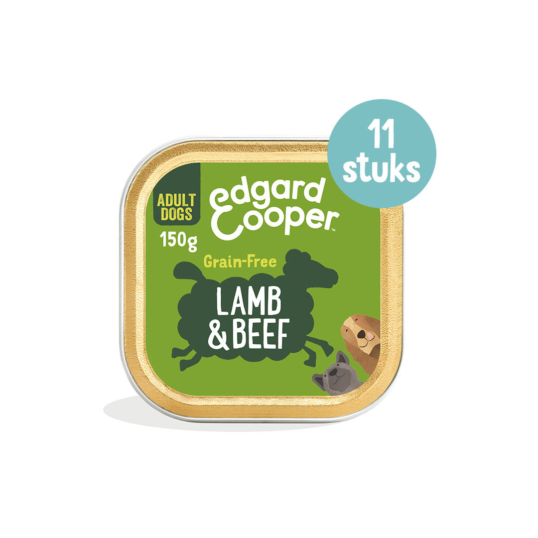 Edgard & Cooper Adult Hondenvoer Kuipjes Lam en Rund 11 x 150 gram