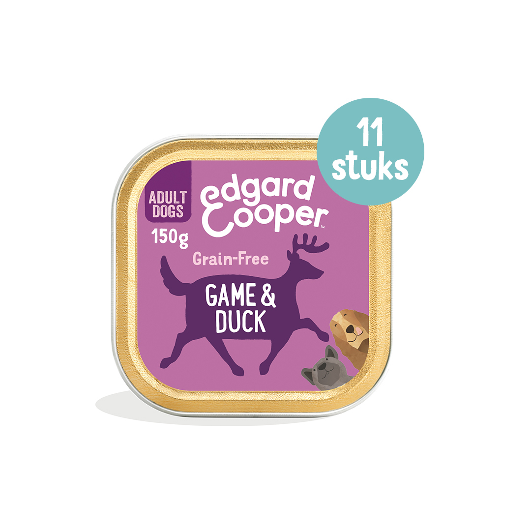Edgard & Cooper Adult Hondenvoer Kuipjes Wild en Eend 11 x 150 gram