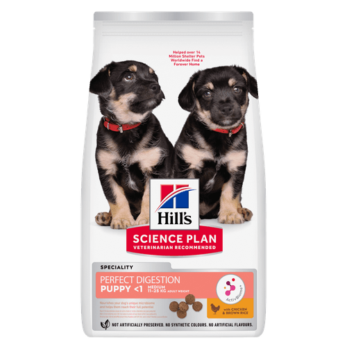 Hill's Science Plan Perfect Digestion Medium Puppyvoer Kip & Rijst, Hond, Puppy, Advertentie, Poster